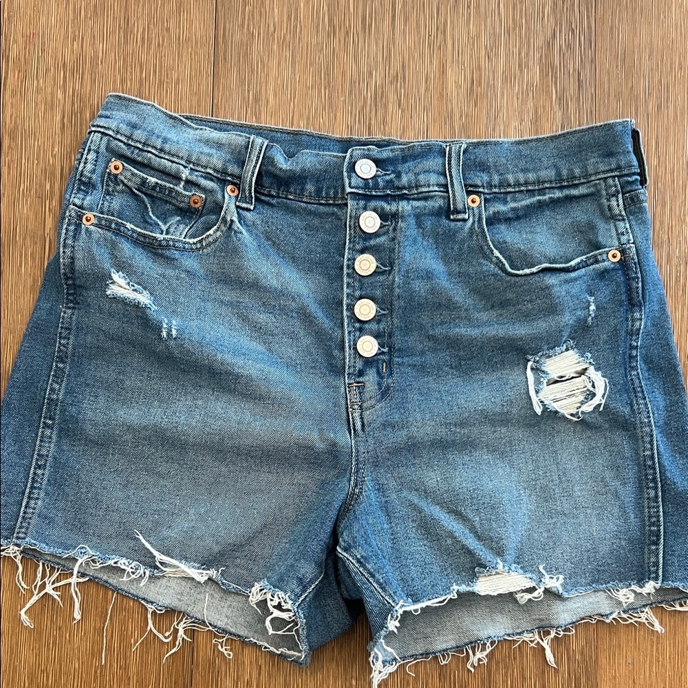 GAP High Rise Distressed Jean Shorts